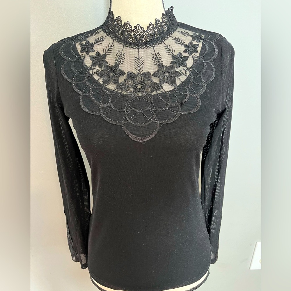 Boutique Elegant Black Lace Blouse-Gorgeous!